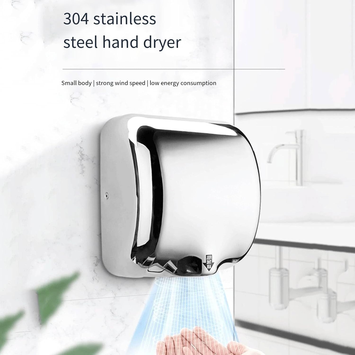 Commercial Hand Dryer with Touch-Free Sensor and 1200W Power