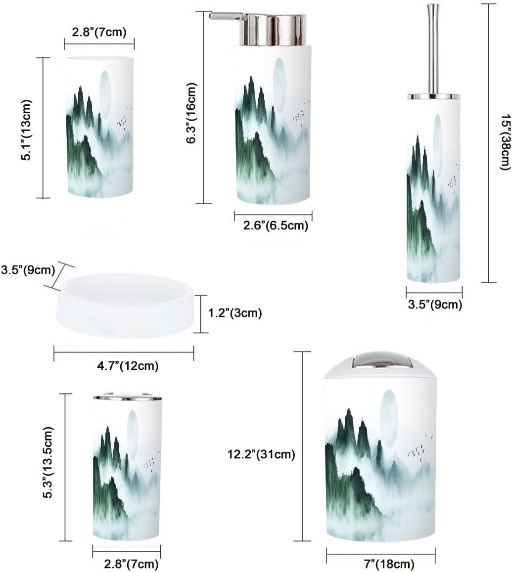 Boho Moon Blue Bathroom Accessories Set 6 Piece