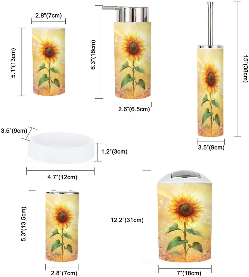 Boho Sunflower Bathroom Accessory Set 6 Piece 1