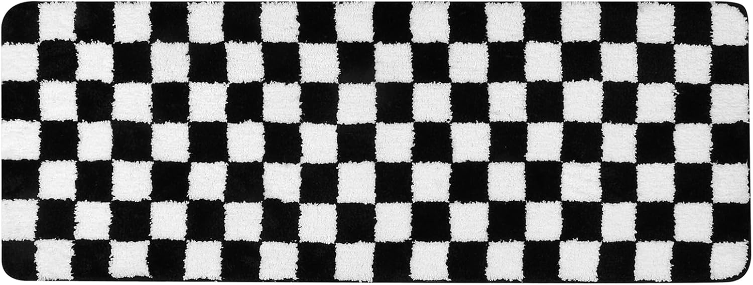 Sivilife Checkered Bath Rug 18x47 Non Slip