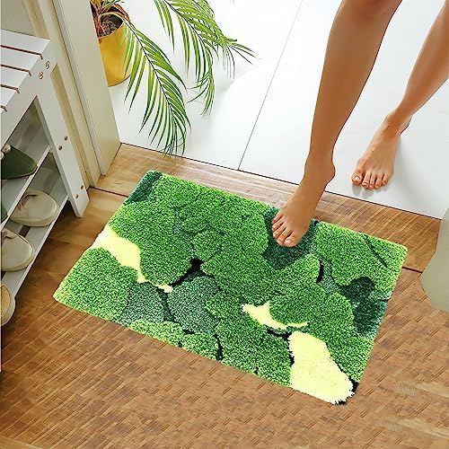 LEVINIS Moss Bath Rug Absorbent Non-Slip Boho Mat 24x16 Inches