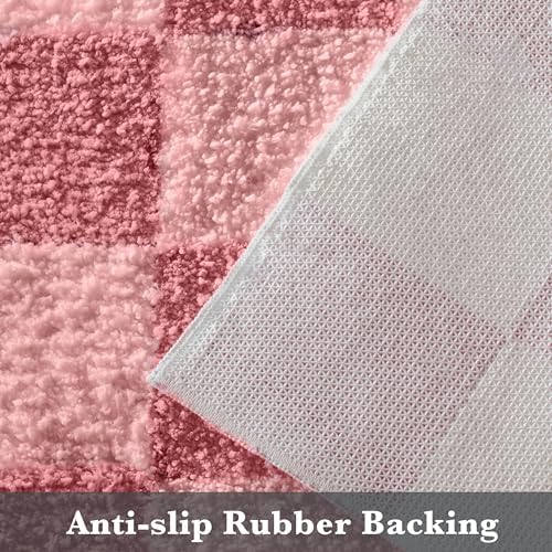 Ohocut Luxury Microfiber Checkered Bath Rug 32x20
