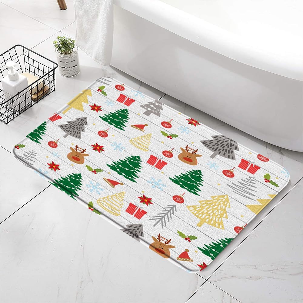 SATRTUD Christmas Tree Bath Mat - 24x16 Inch