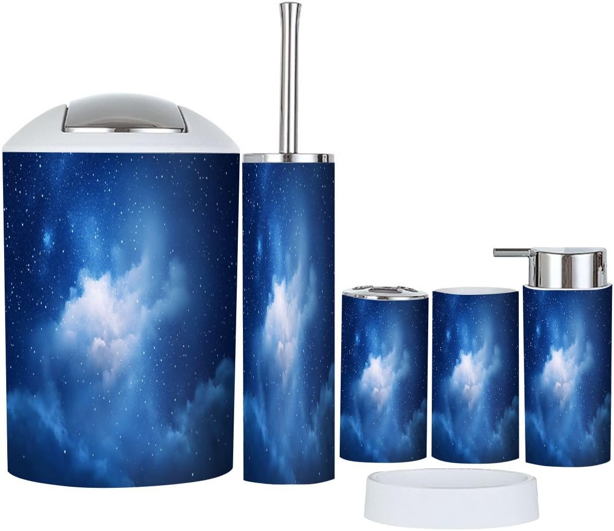 TRANQDEHOM 6 Piece Boho Stars Bathroom Accessory Set