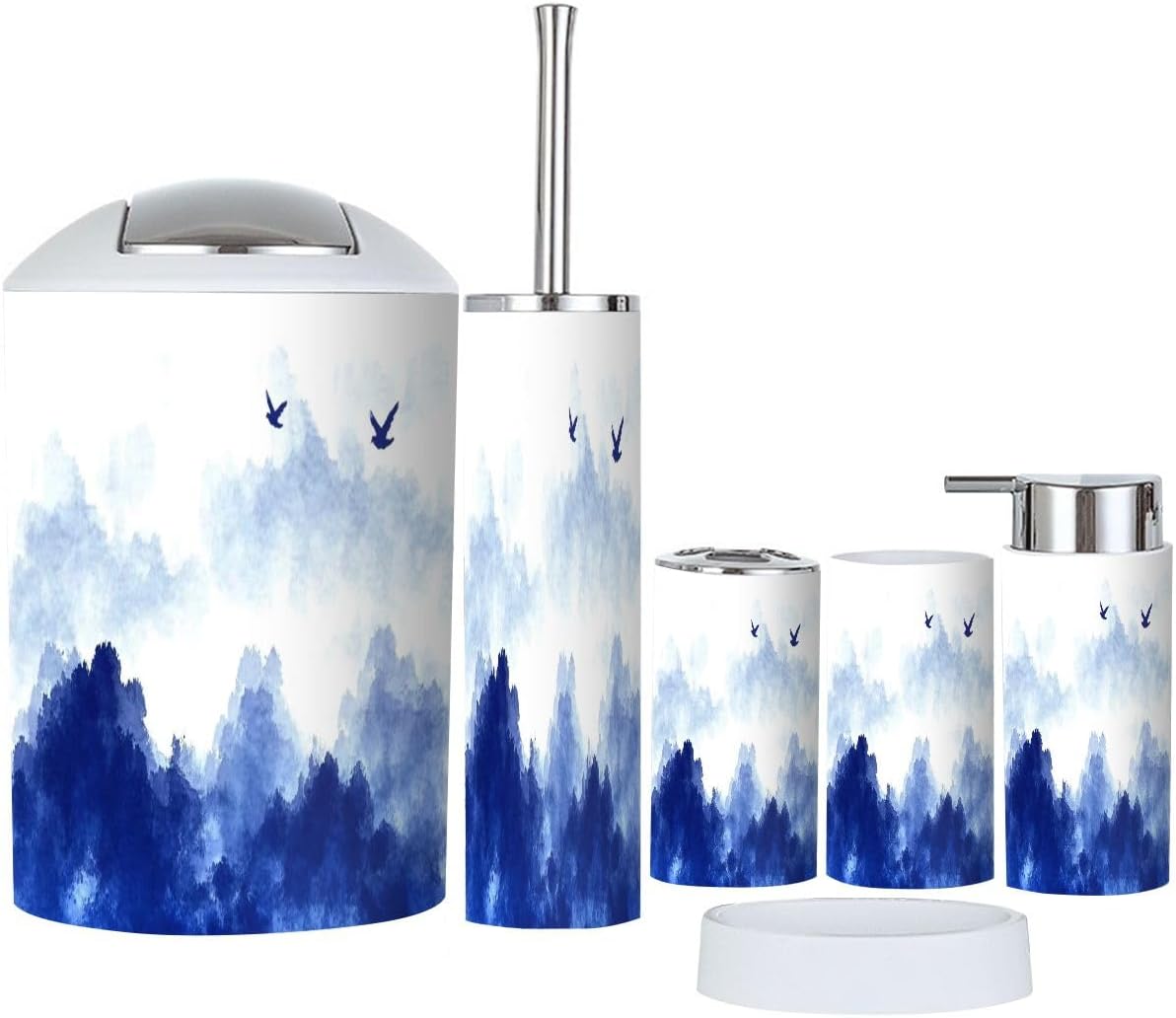 Boho Flock Birds Bathroom Accessory Set 6 Piece