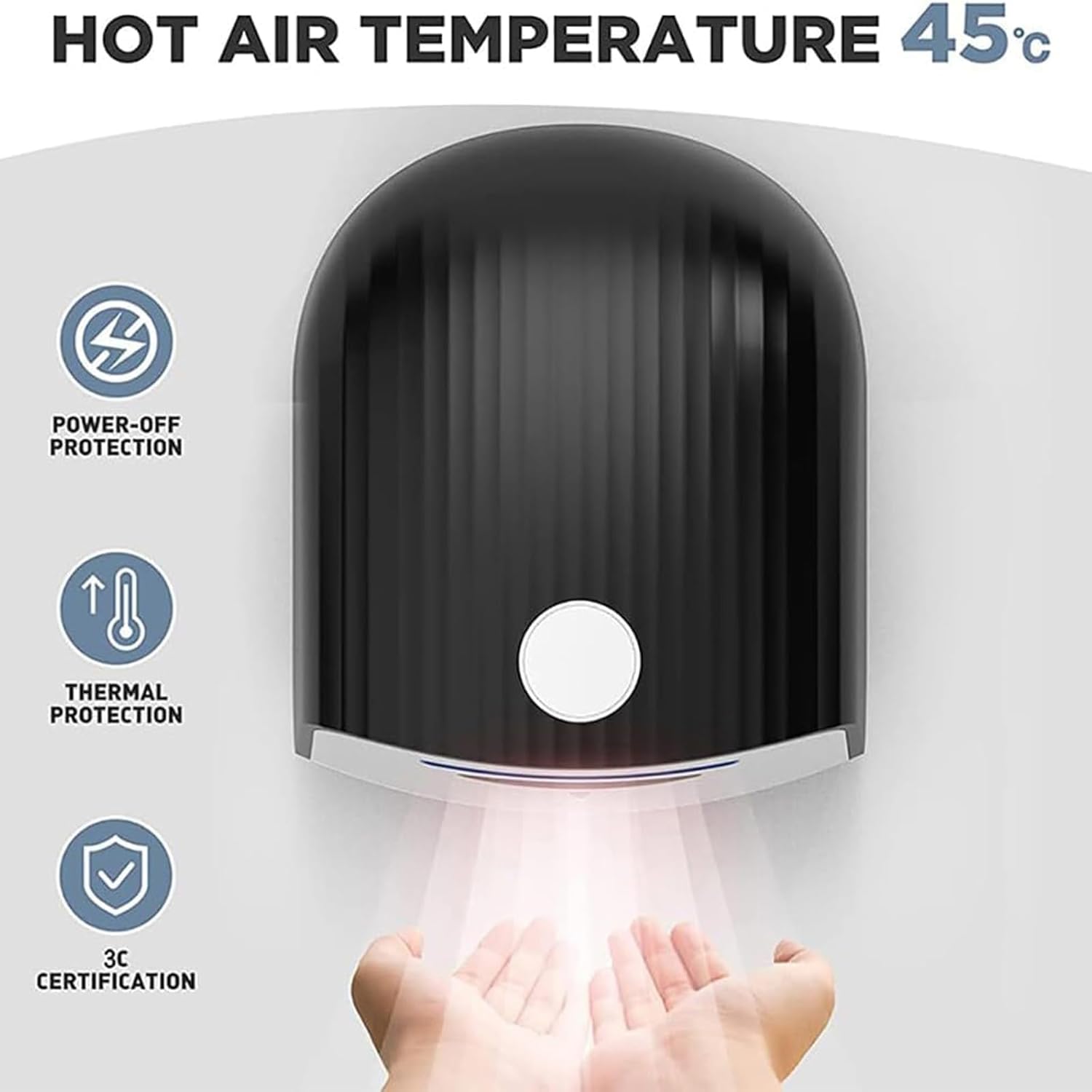 icVantA 1200W Smart Induction Hand Dryer Black