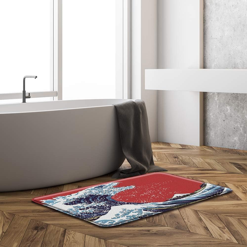 Great Waves Bath Mat with Memory Foam and Microfiber