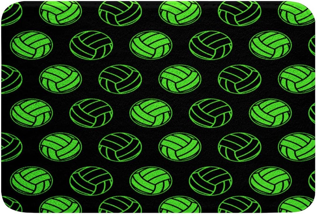 Volleyball Theme Bath Rug 24x16in Green Black