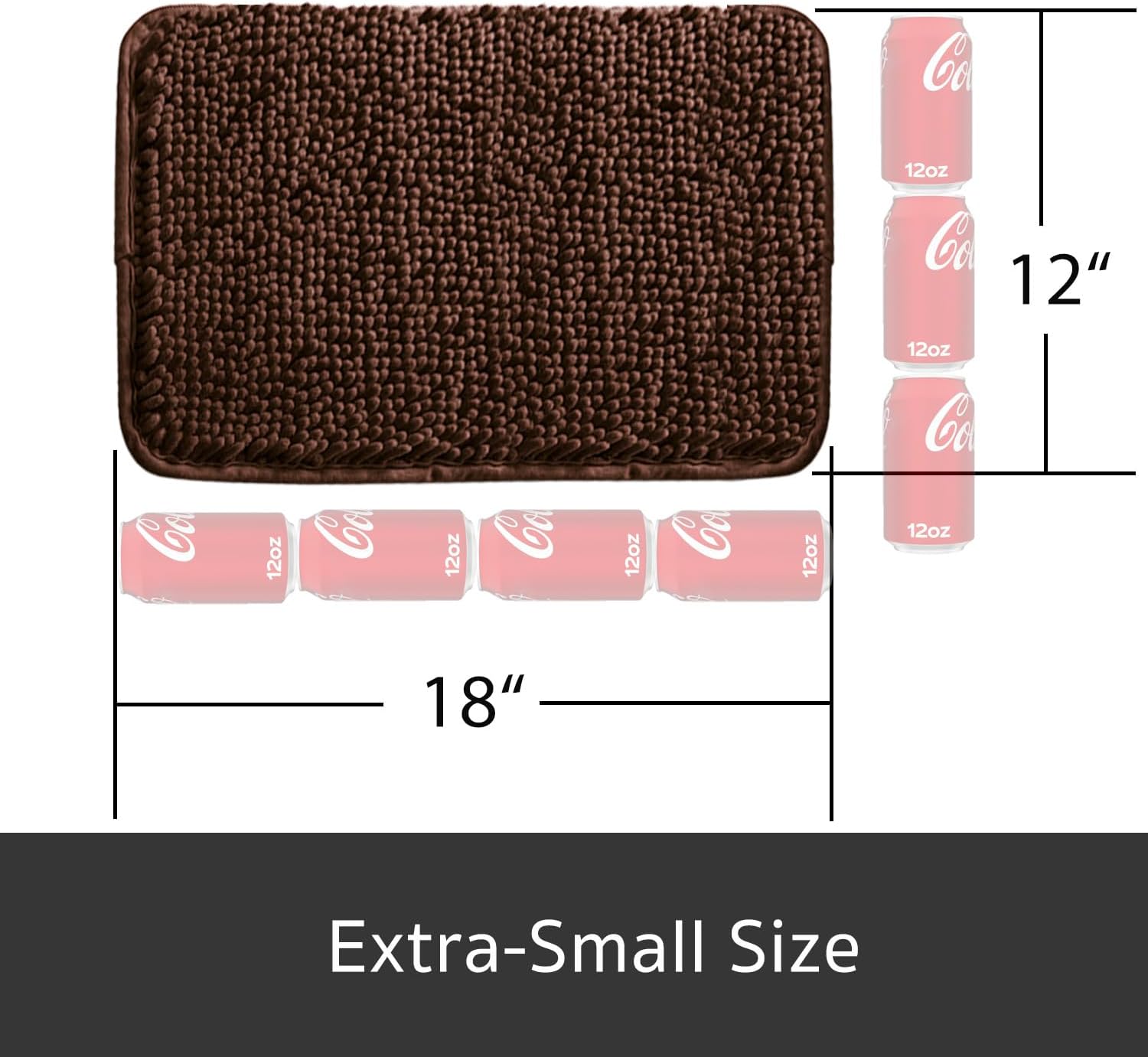 Yeaban 12x18 Bath Rug - Thick Plush Chenille Non-Slip Mat