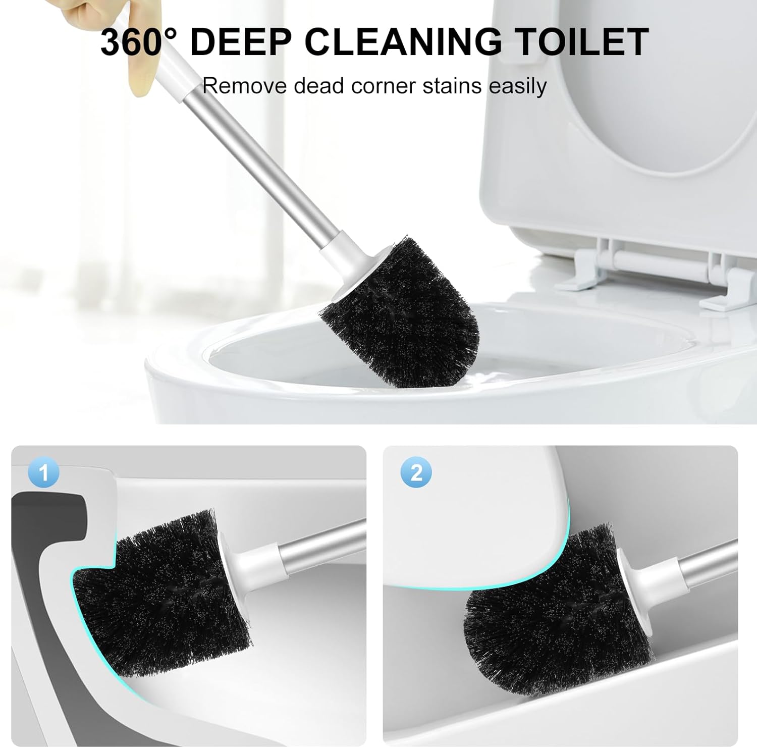 SetSail 2-in-1 Toilet Brush with Holder and Floor Scrubber