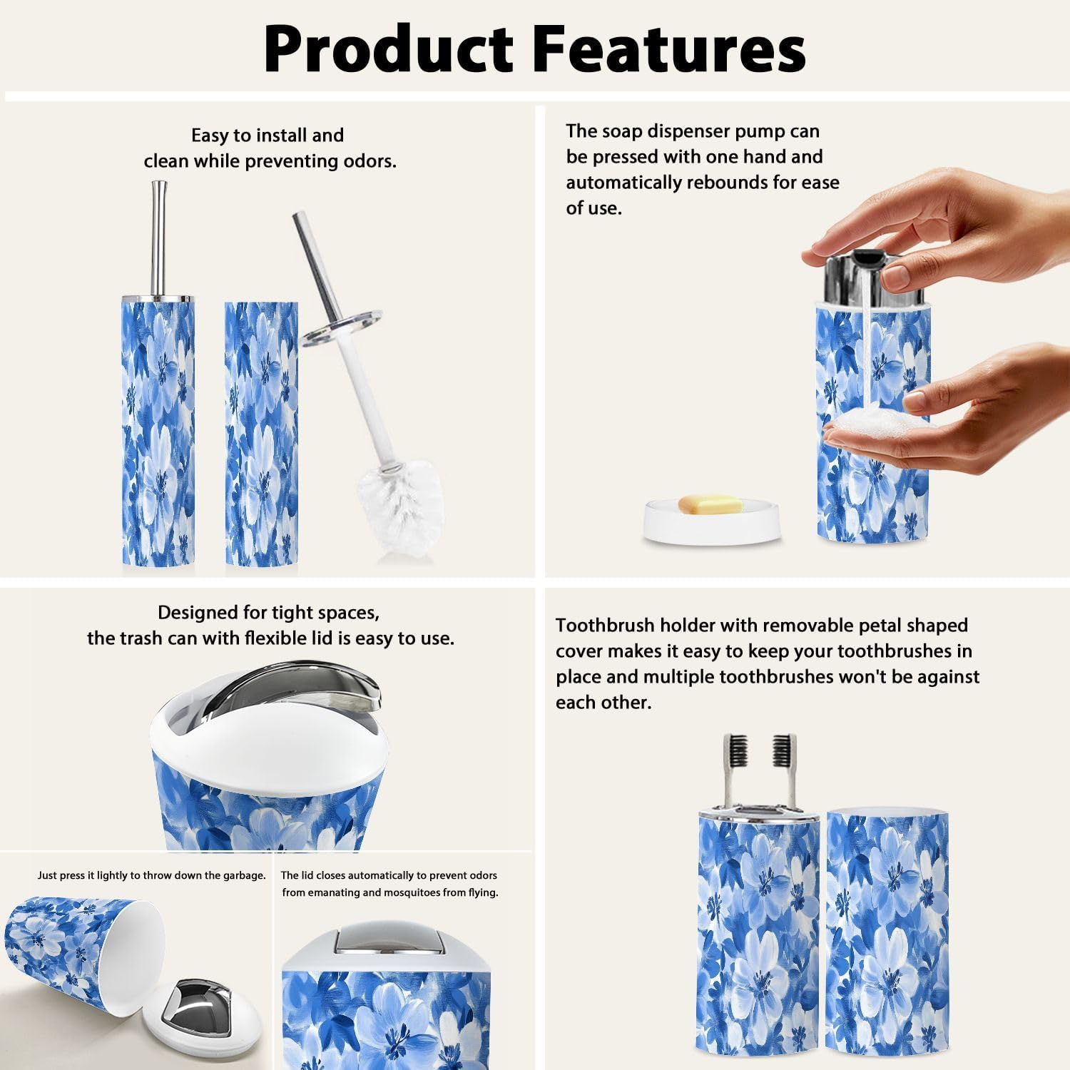 TRANQDEHOM 6-Piece Bathroom Accessory Set