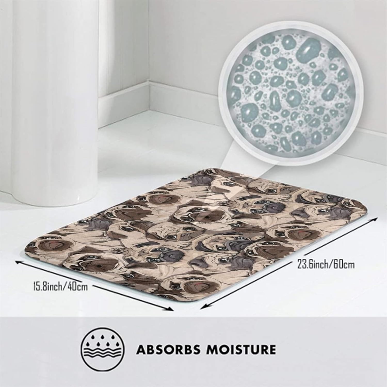 MZERSE Water Absorbent Memory Foam Bath Rug with Flannel