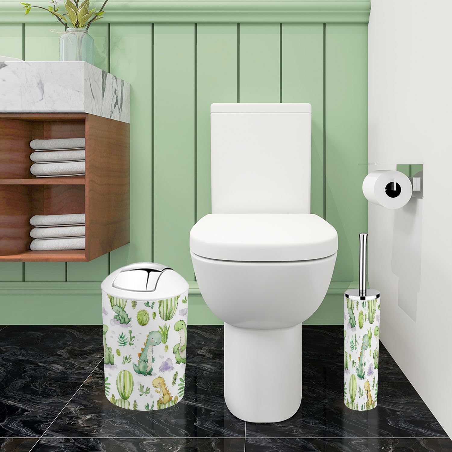 Boho Dinosaur Bathroom Accessory Set 6 Piece 1