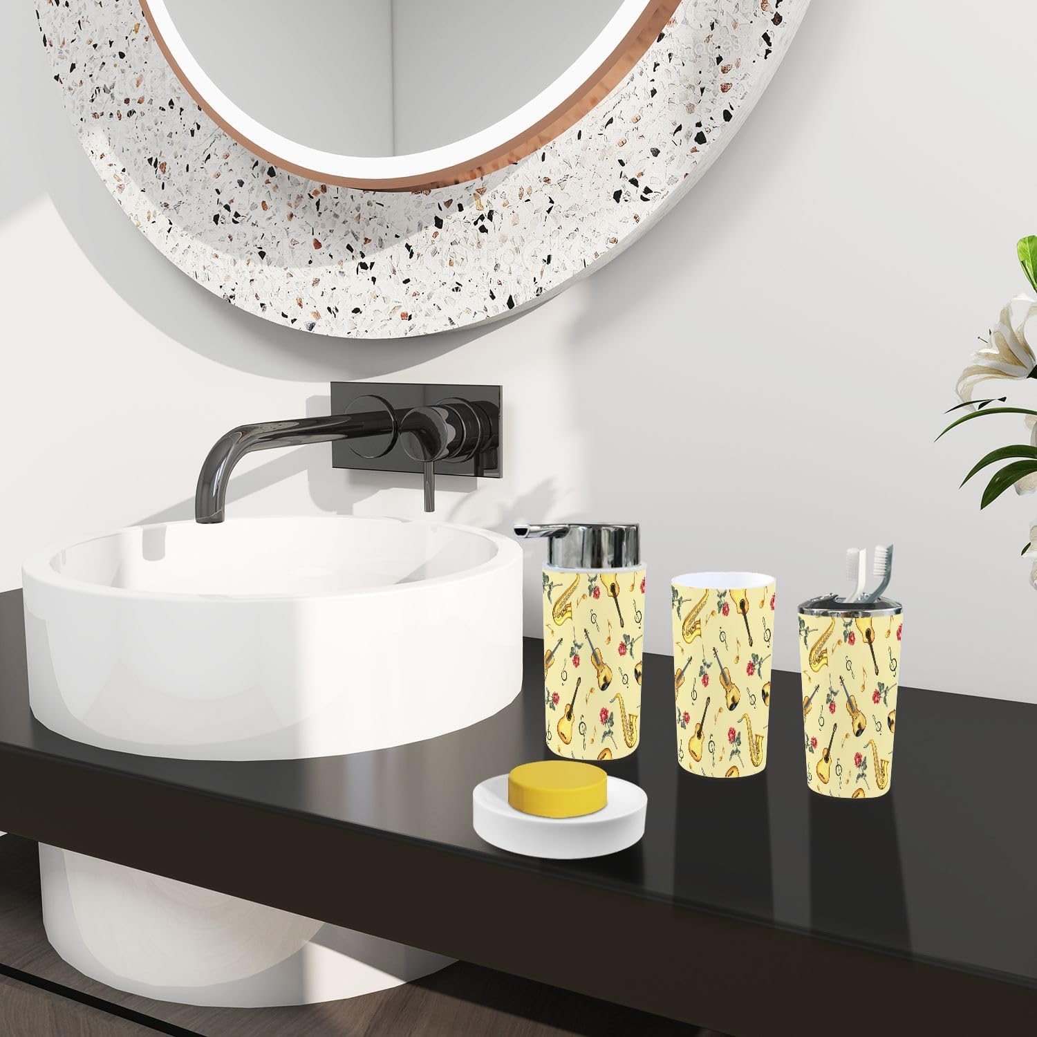Boho Musical Bathroom Accessory Set 6 Piece 1