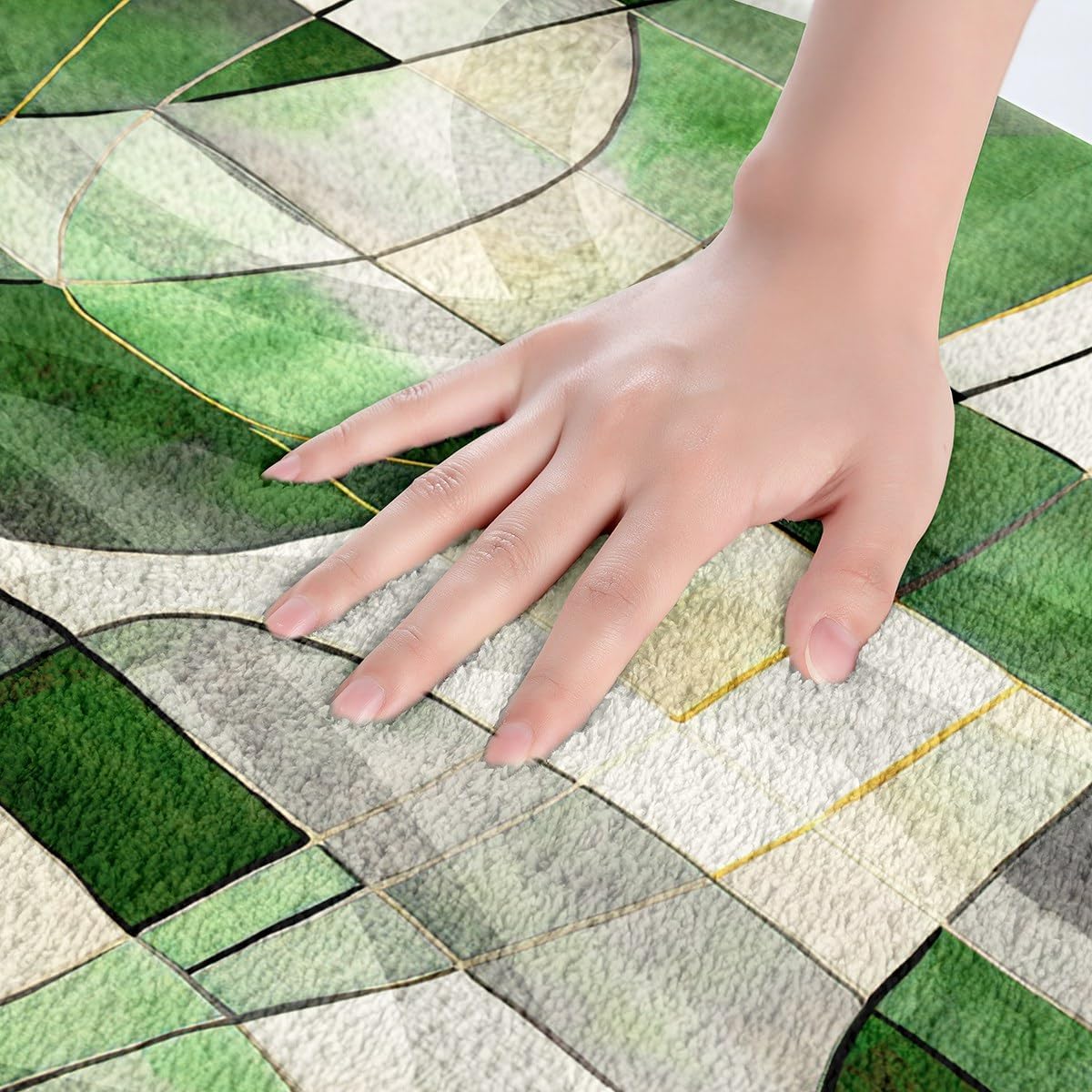 Feelyou Geometric Green Marble Bath Rug 20x32 1