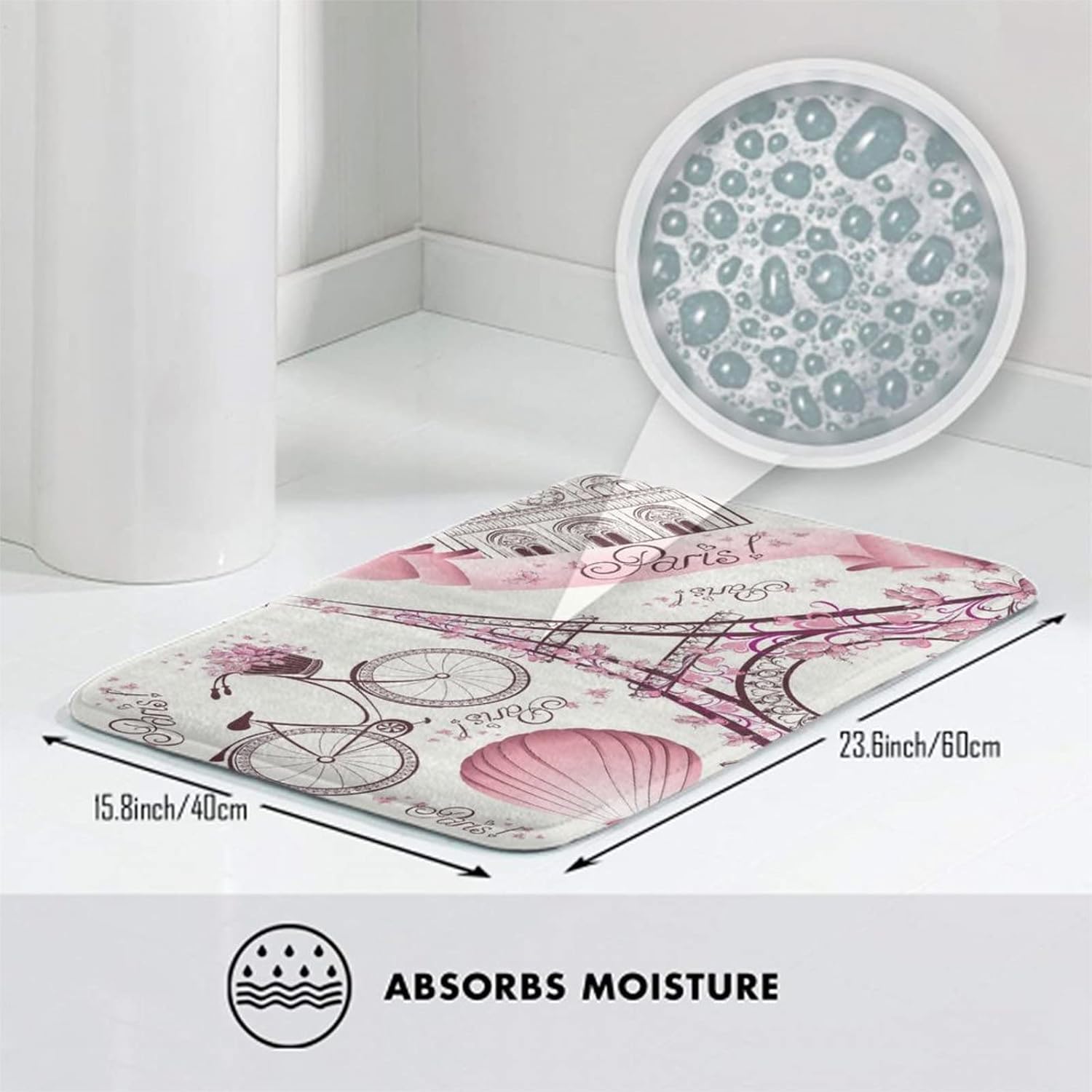 MZERSE Memory Foam Bath Rug with Non-Slip Design