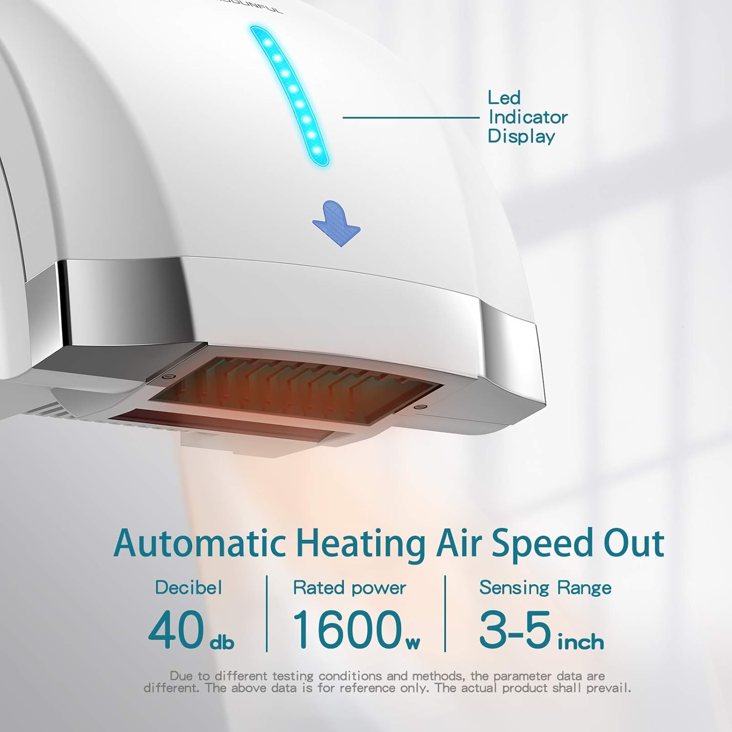 modunful Hand Dryer Wall Mounted Touchless Low Noise 40db