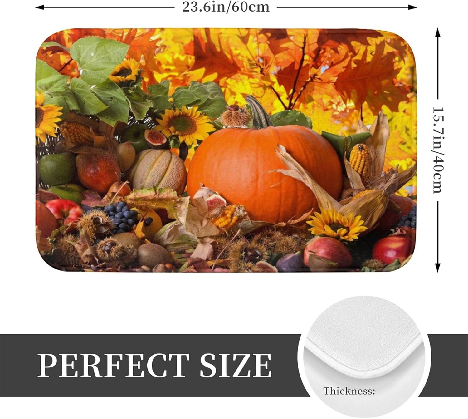 Soft Bath Mats with Pumpkin and Sunflower Design