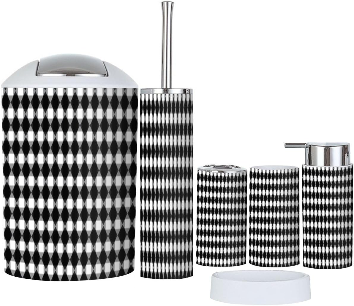 Boho Gingham Bathroom Accessory Set 6 Piece