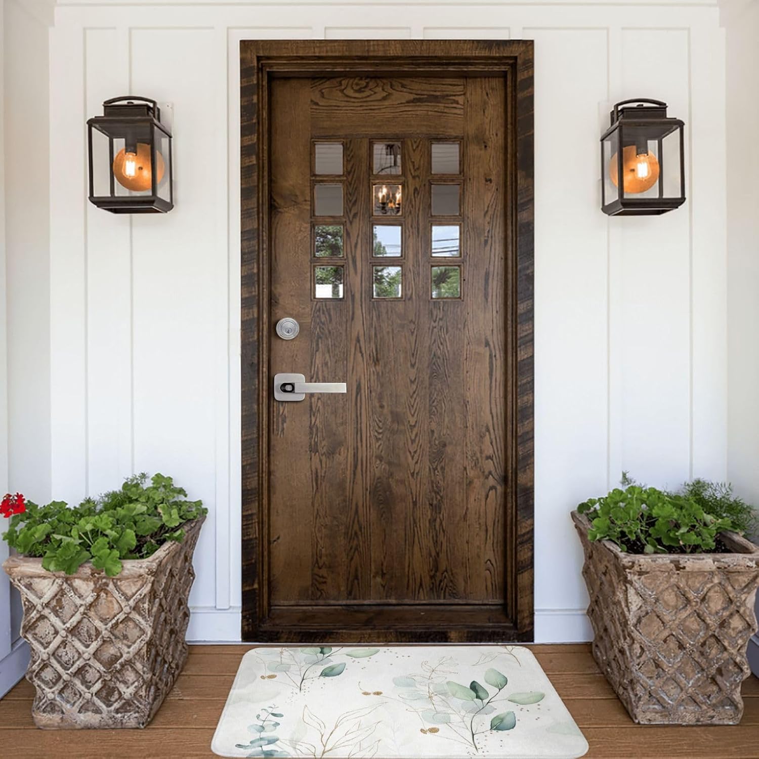 Boho Leaf Bath Mat 16x24in Non-Slip Absorbent Rug