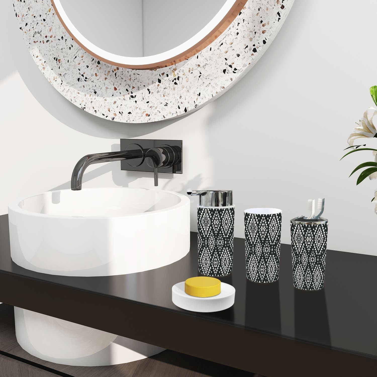 Bathroom Accessory Set 6 Piece Boho Design