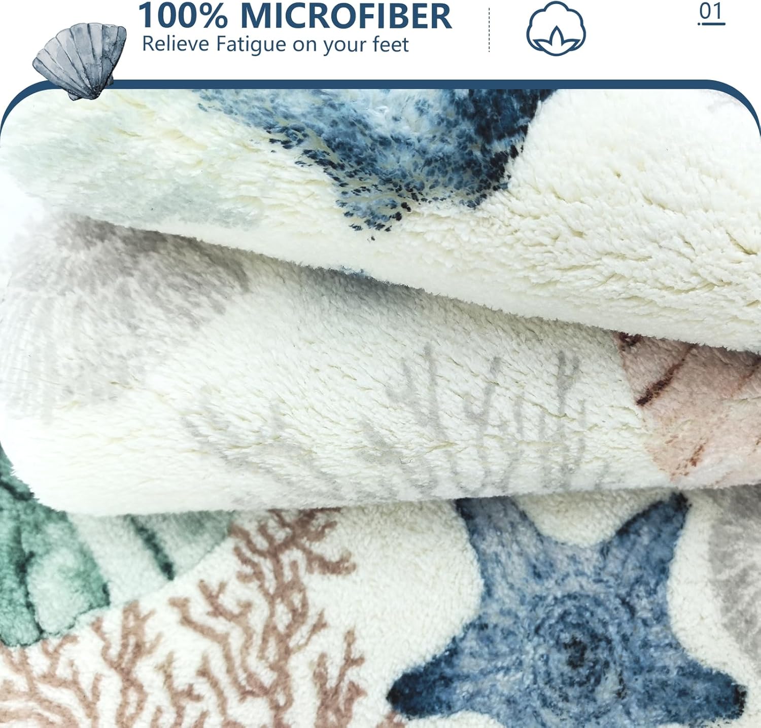 MEHOFOND Nautical Bath Rug 20x32 Navy Blue