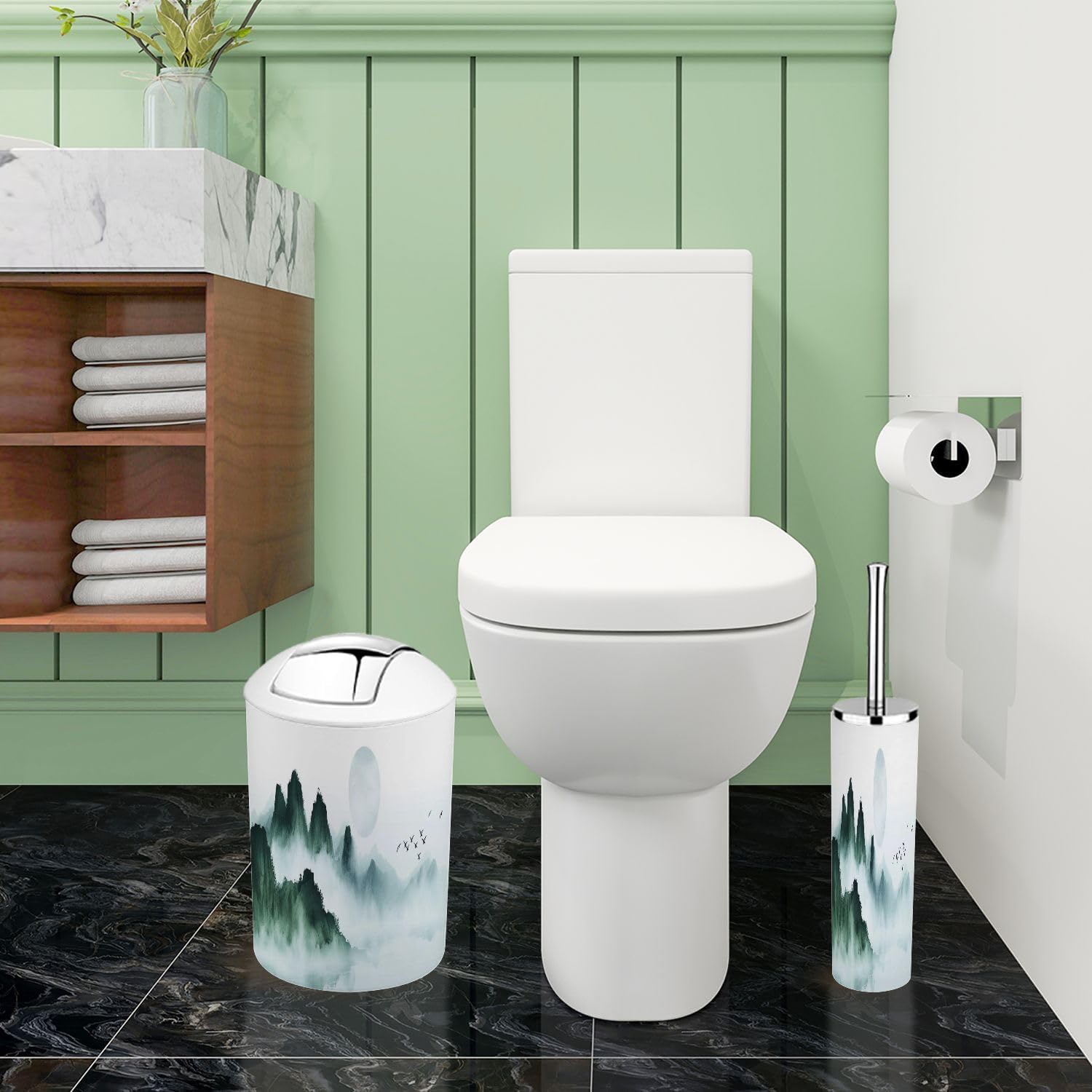 Boho Moon Blue Bathroom Accessories Set 6 Piece