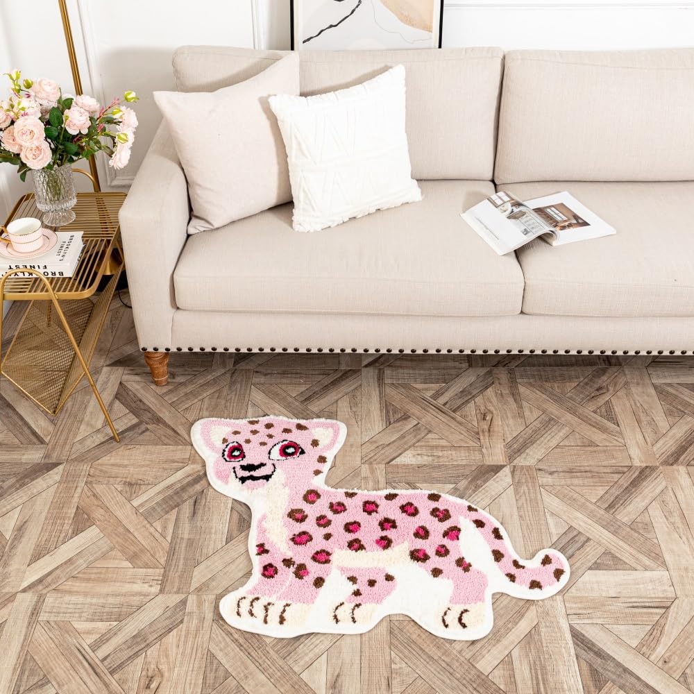 Fun Pink Leopard Bath Mat for Bathroom Decor