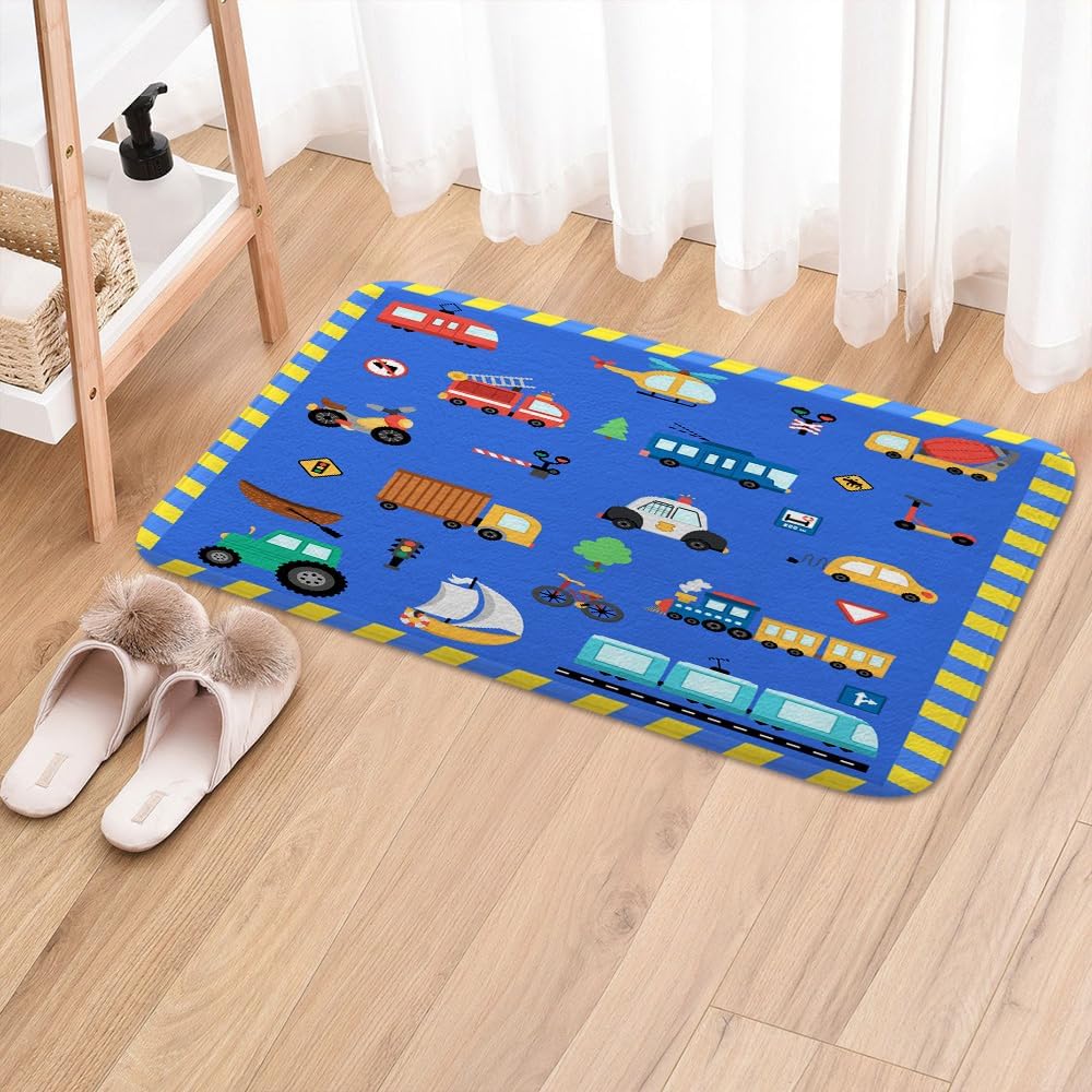 JAWO Kids Construction Bath Rug with Non-Slip Design