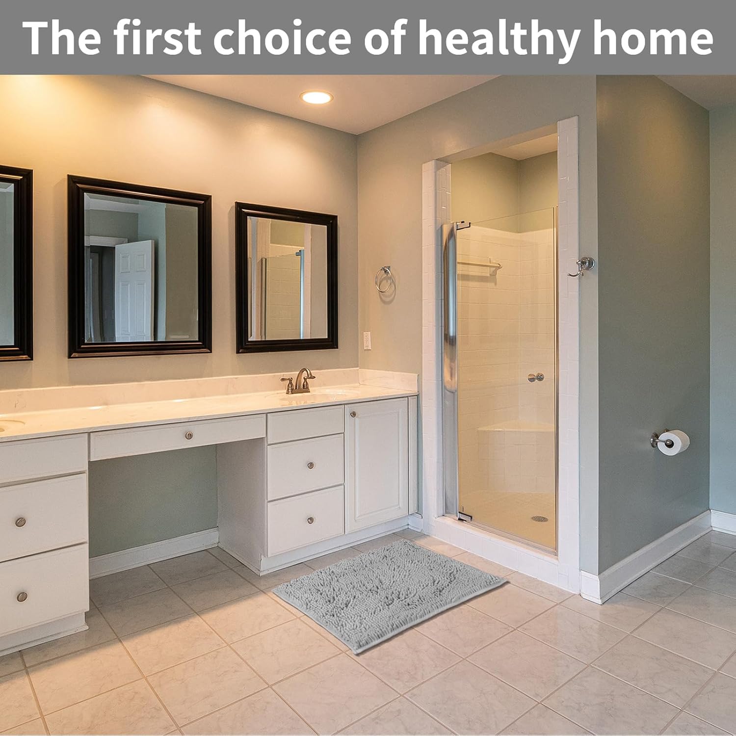 LanYunUmi Light Gray Bath Rug 17x24