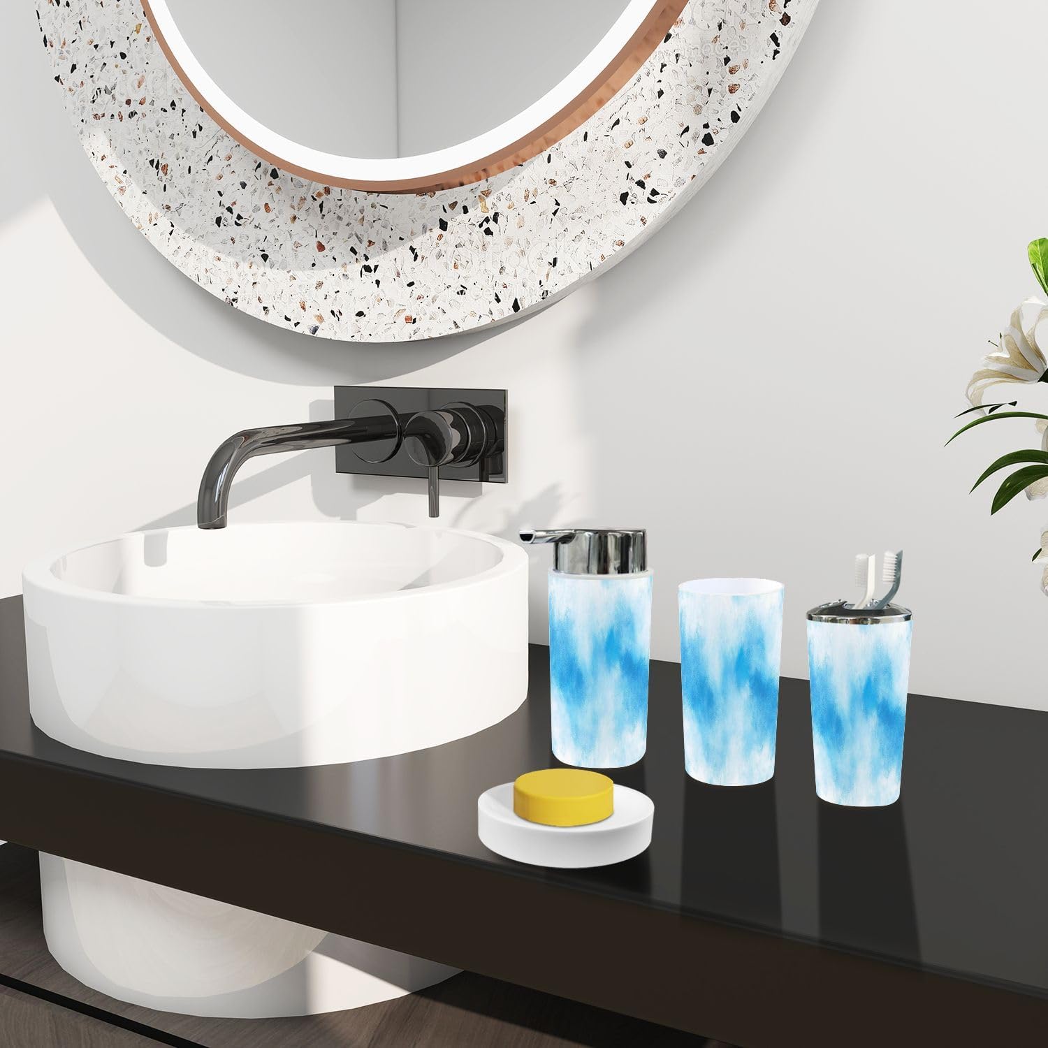 Boho Abstract Bathroom Accessory Set 6 Piece