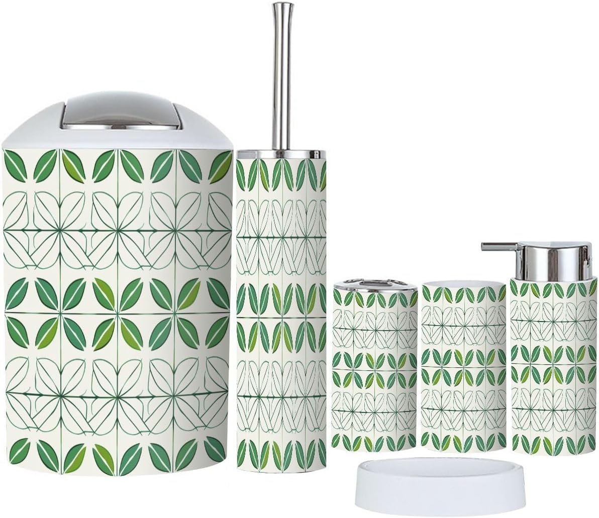 Boho Floral Bathroom Accessory Set of 6 Pieces