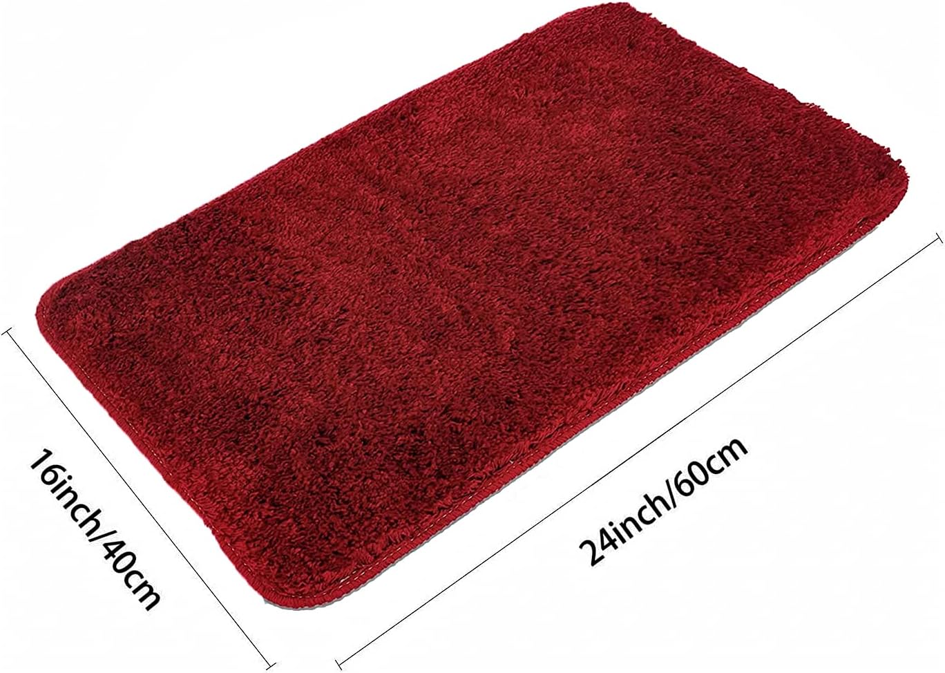 Eanpet Shaggy Bath Rug Non-Slip Chenille Red