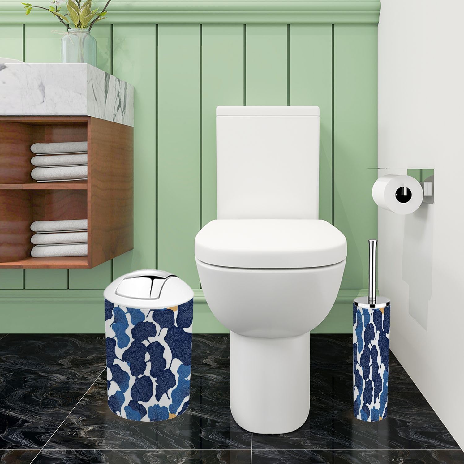 Boho Ginkgo Leaf Bathroom Accessory Set 6 Piece
