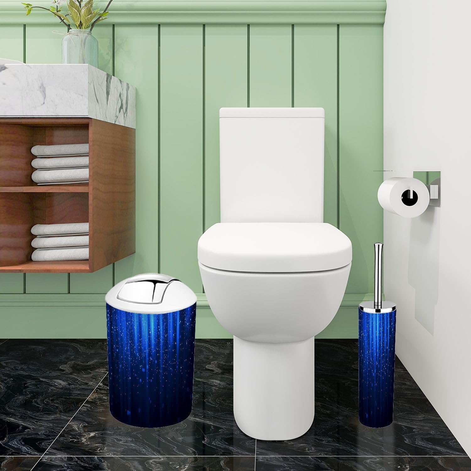 Boho Blue Bathroom Accessory Set 6 Piece