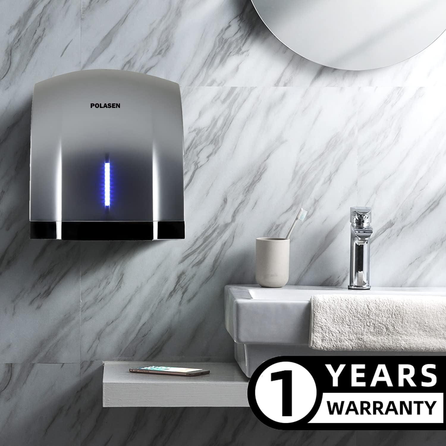 POLASEN Hand Dryers Pack of 2 Silver 110V ADA Compliant