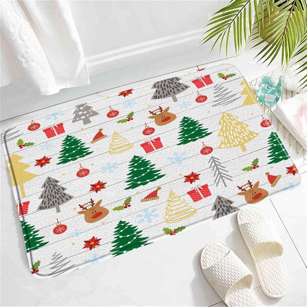 SATRTUD Christmas Tree Bath Mat - 24x16 Inch