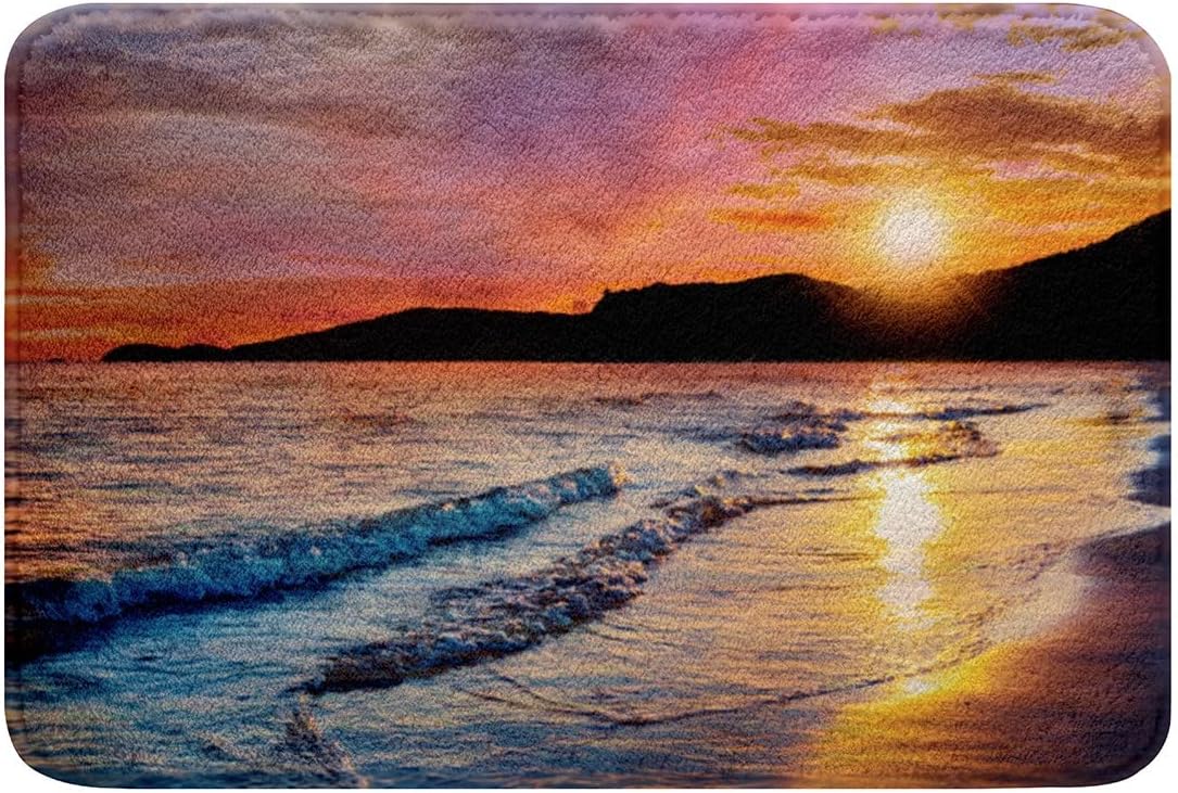 SGYDW Sunset Blue Ocean Bath Rug 16x24IN
