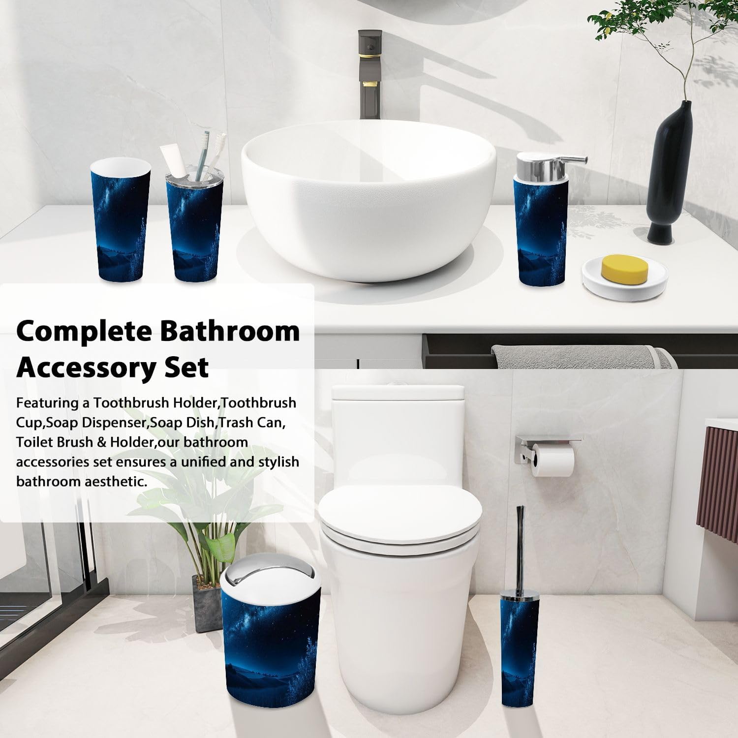 Boho Tuscany Bathroom Accessory Set 6 Piece
