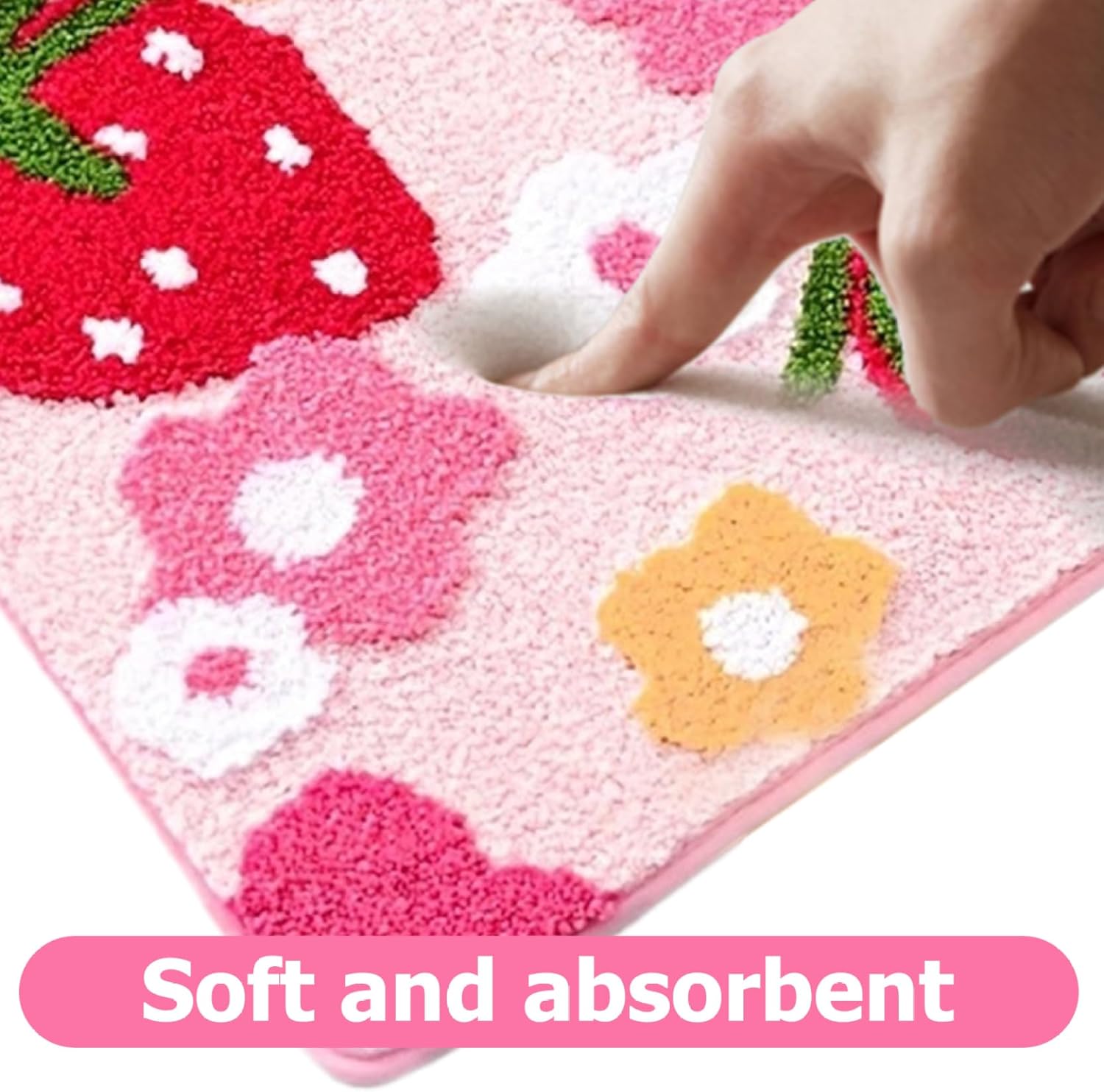 Eioflia 16x24 Non-Slip Strawberry Bath Mat