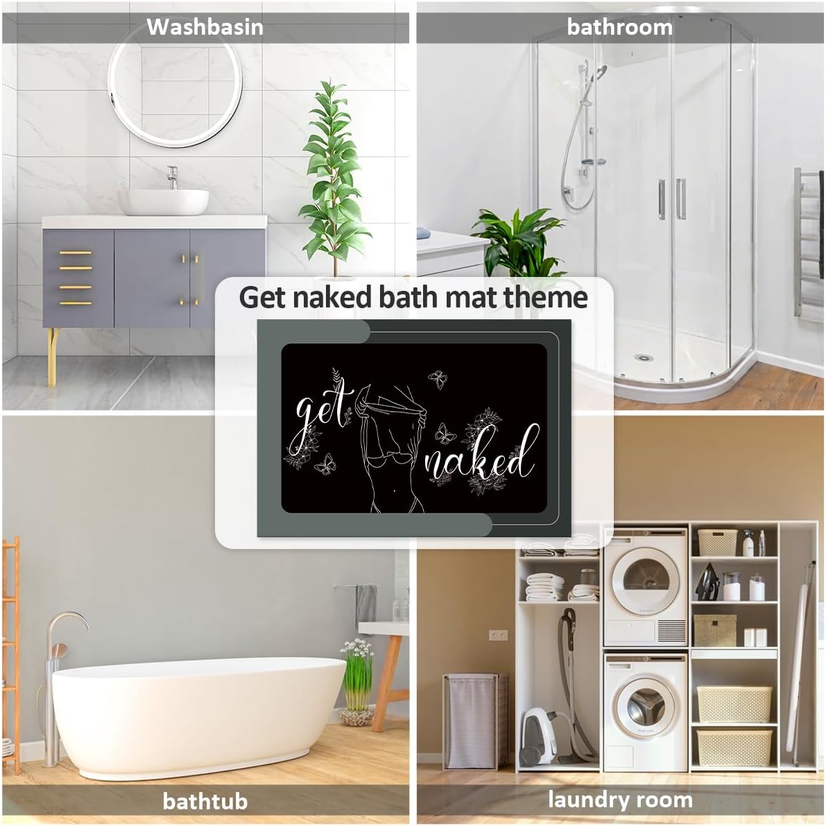 Get Naked Bath Mat - Super Absorbent Quick Dry Bathroom Rug