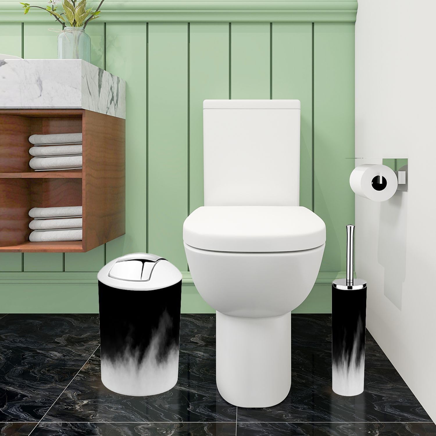 Boho Black Bathroom Accessory Set 6 Piece