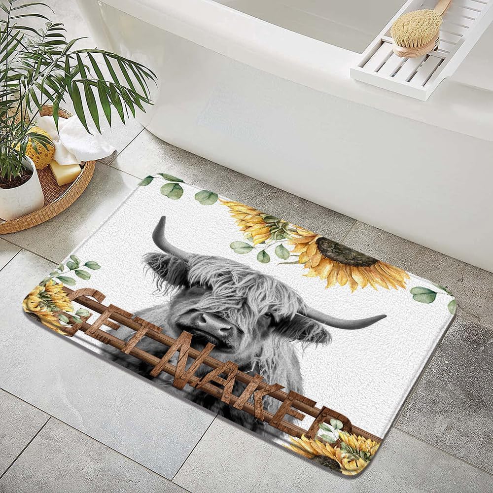 Highland Cow Bath Mat Rustic Farmhouse Decor