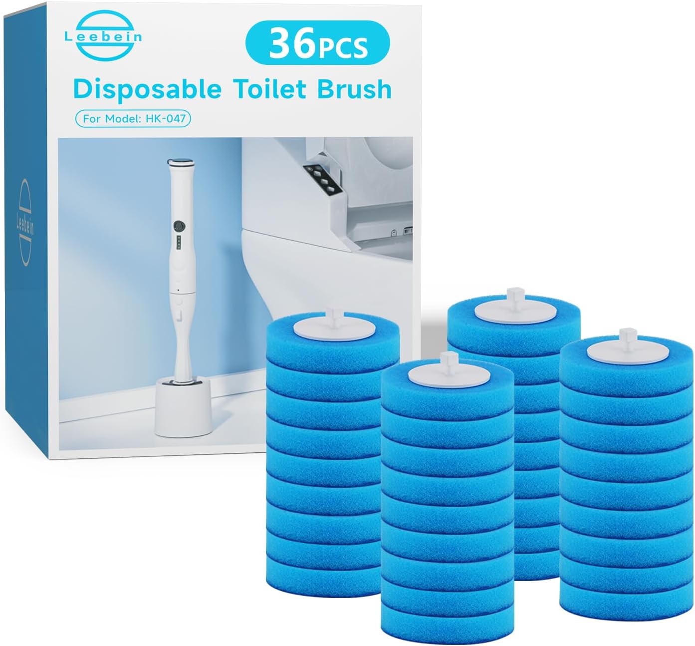 36PCS Disposable Toilet Brush Heads for Leebein HK-047 Electric Toilet Brush