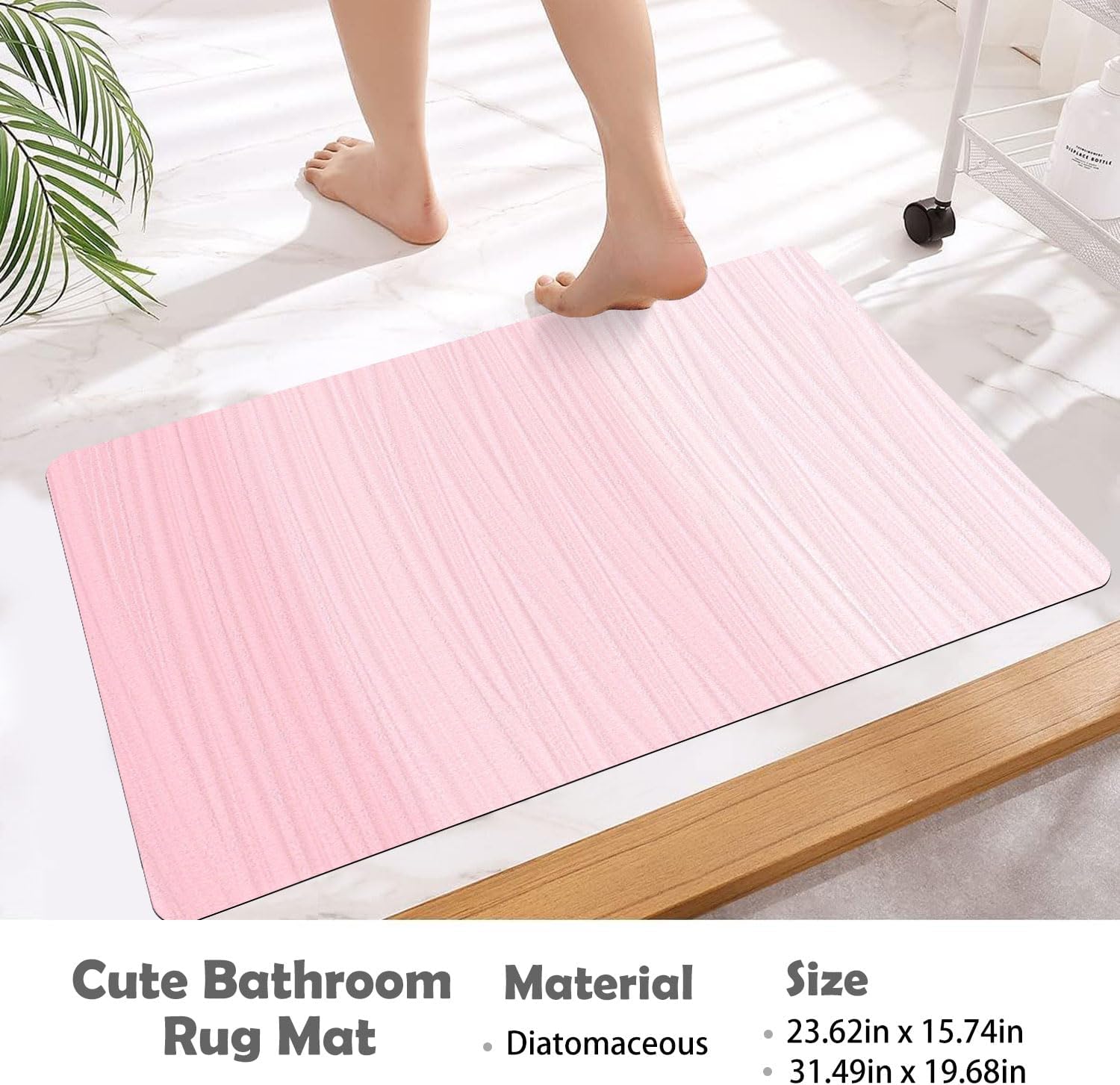 Ineffablex Cute Pink Gradient Bath Mat Quick Dry