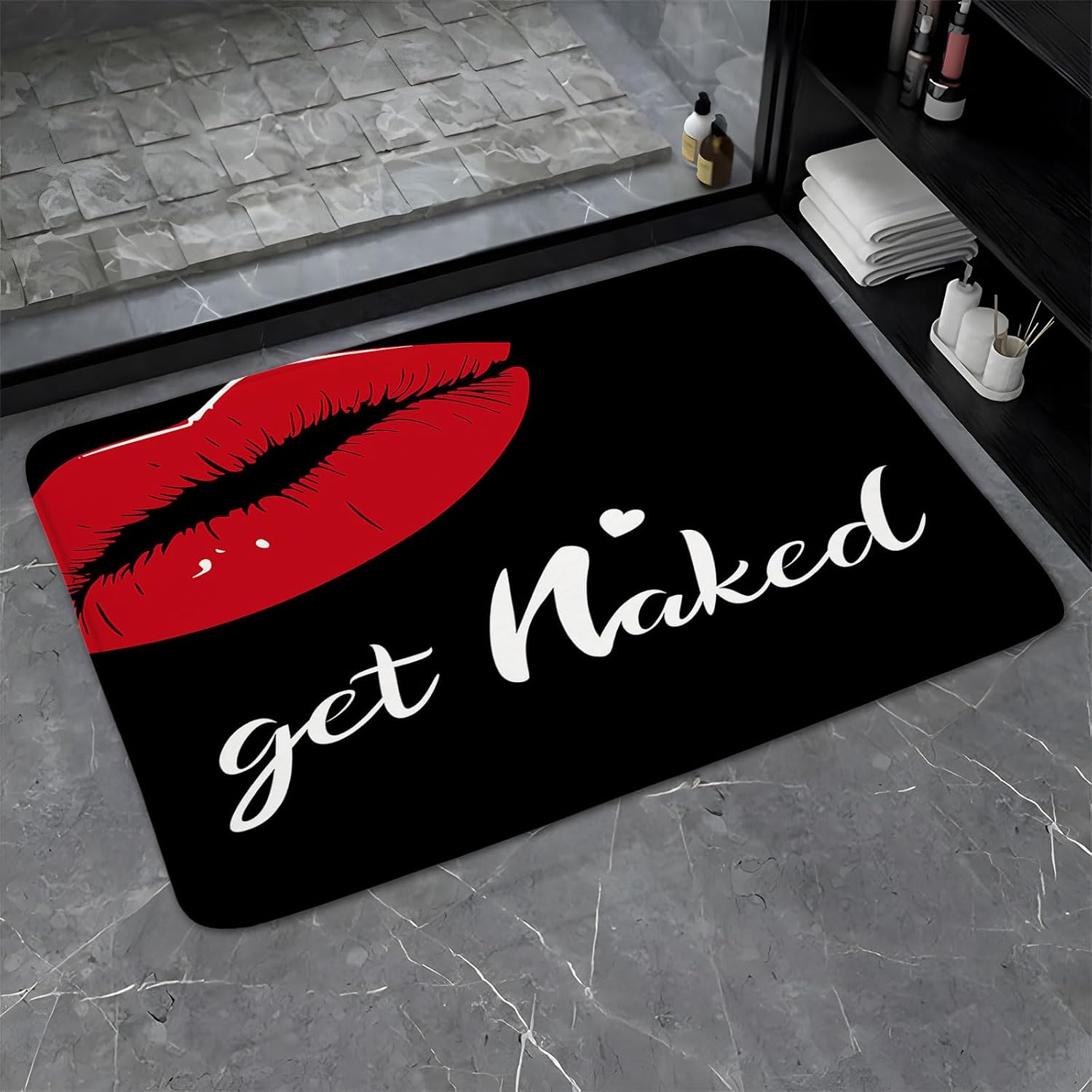 Funny Quotes Red Lips Bath Rug for Home Use
