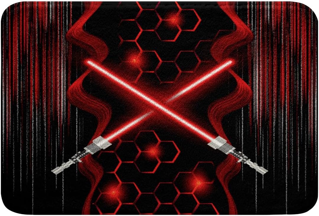Feelyou Red and Black Geometry Bath Rug 16x24 Inch