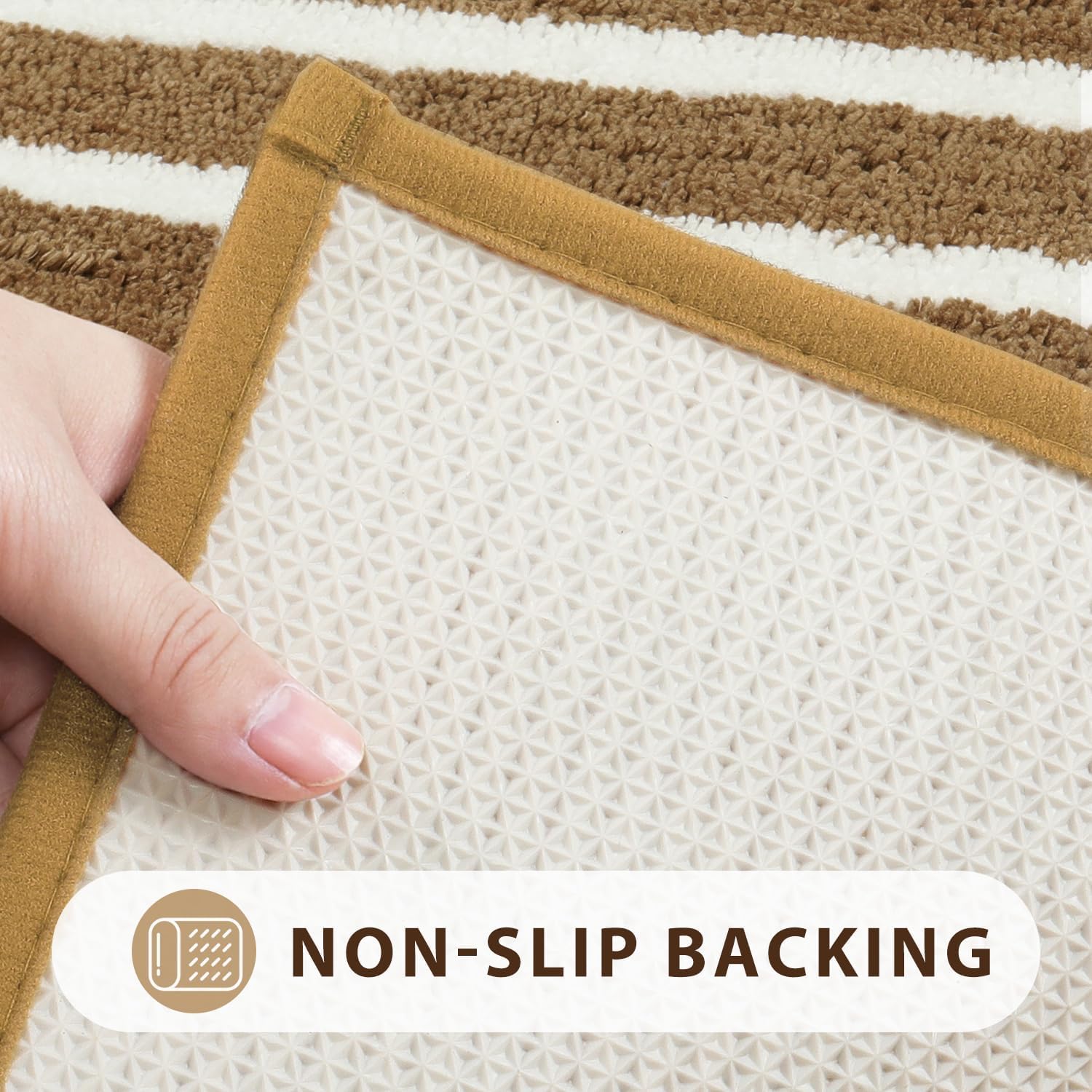 Uphome Modern Geometric Bath Mat - Brown 18x26 Inch