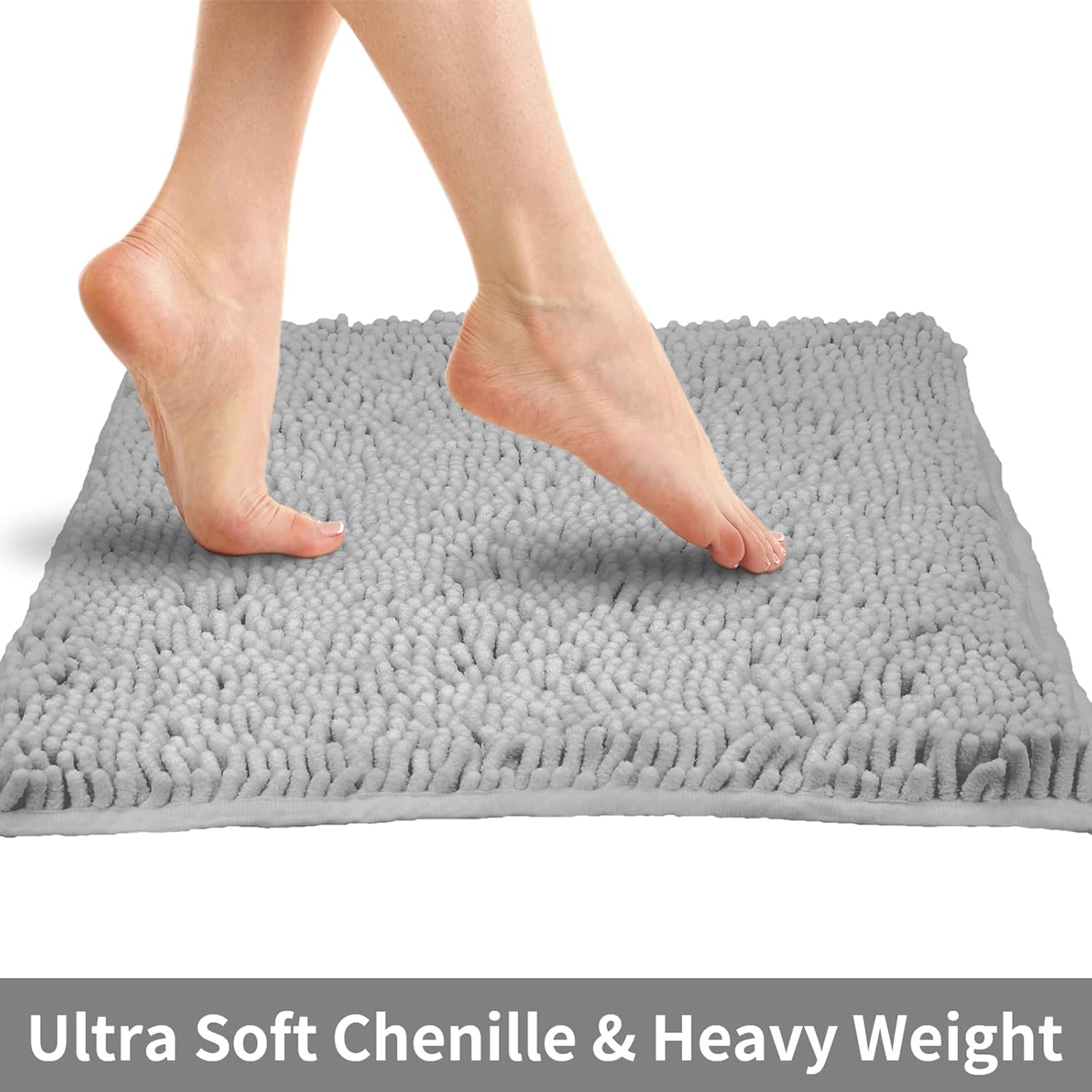 LanYunUmi Light Gray Bath Rug 17x24