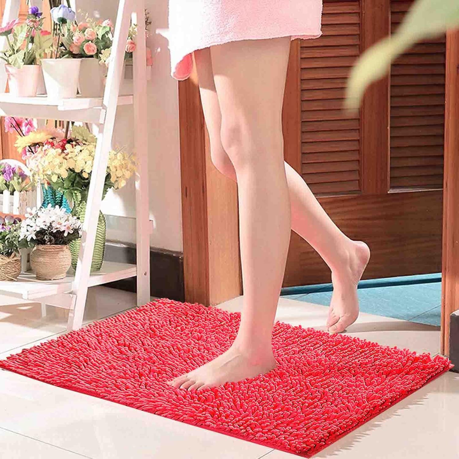 KELINFONG Black Non-Slip Microfiber Bath Mat